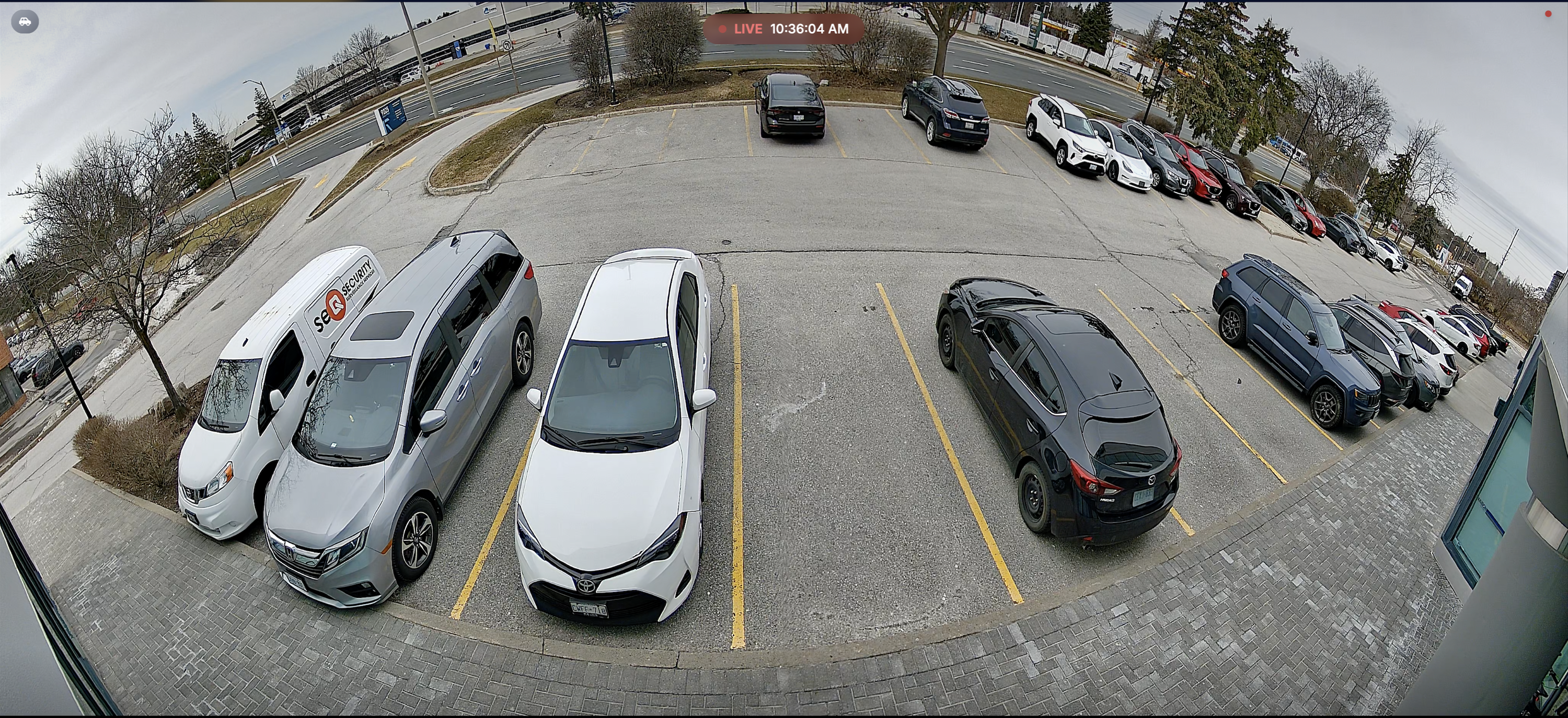 Security camera parking lot view